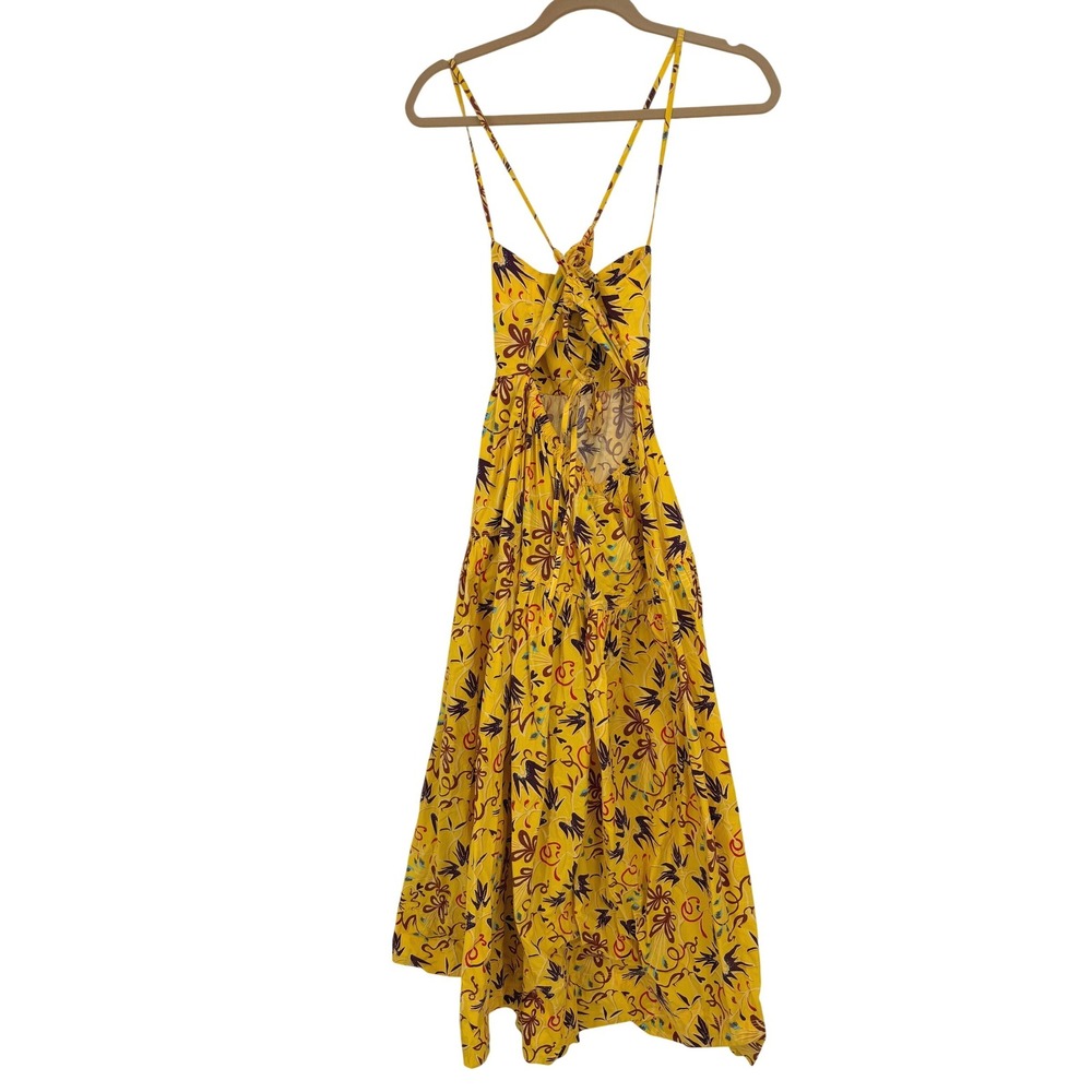 A.L.C. Arit Yellow Floral Maxi Dress Open Back Size 00 - Picture 7 of 8
